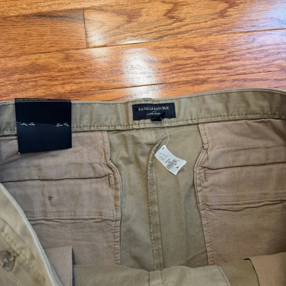 New Banana Republic Chino Shorts Mens 36 Slim Fit Brown Cotton Stretch Casual 9